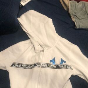 True Religion White Graphic zip up